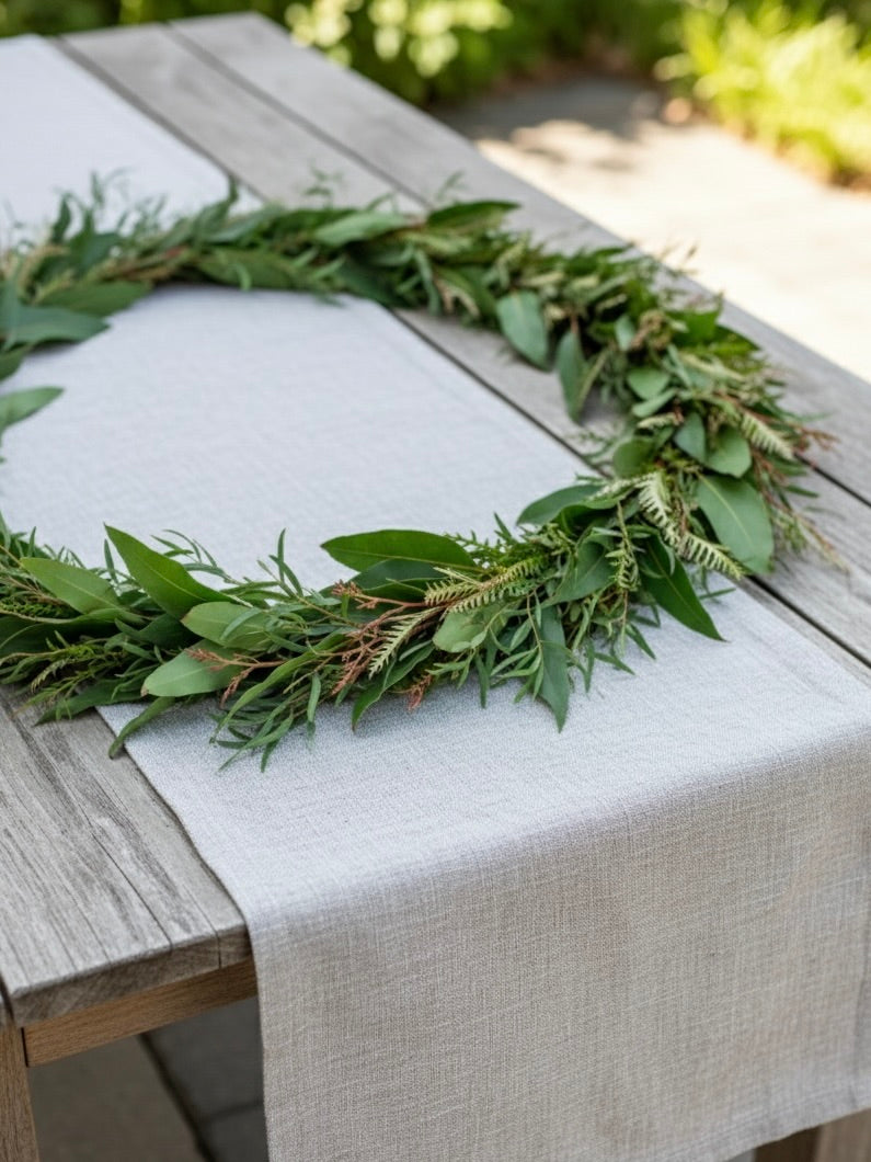 Fresh Mixed Feather Eucalyptus, Grevillea, Lemon Eucalyptus Garland
