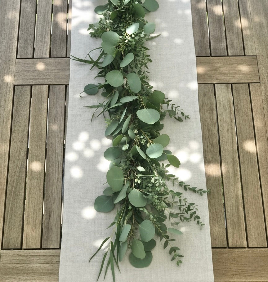 Fresh Mixed Parvifolia, Silver Dollar Eucalyptus & Feather Eucalyptus Garland