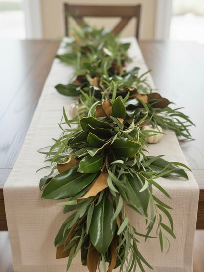 Fresh Magnolia and Feather Eucalyptus Holiday Garland