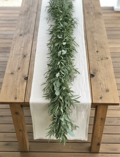 Fresh Variegated Pittosporum & Feather Eucalyptus Garland