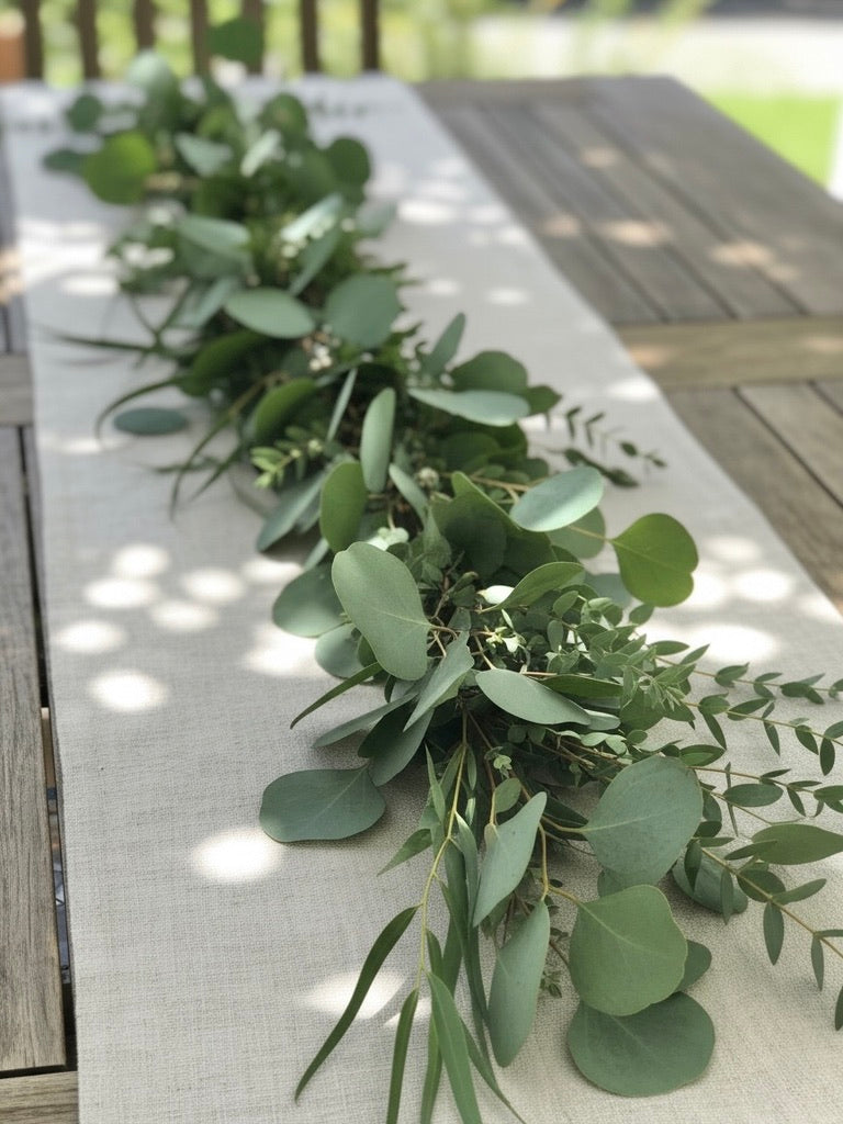 Fresh Mixed Parvifolia, Silver Dollar Eucalyptus & Feather Eucalyptus Garland
