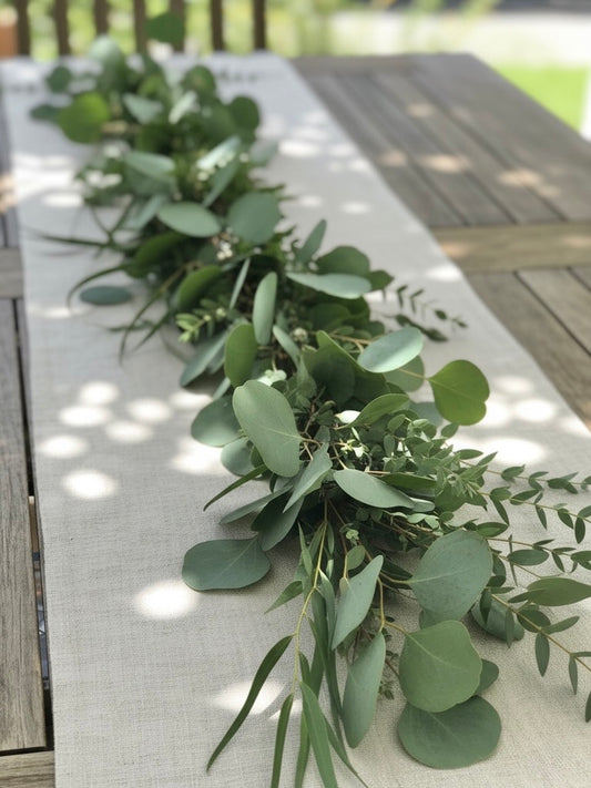 Fresh Mixed Parvifolia, Silver Dollar Eucalyptus & Feather Eucalyptus Garland