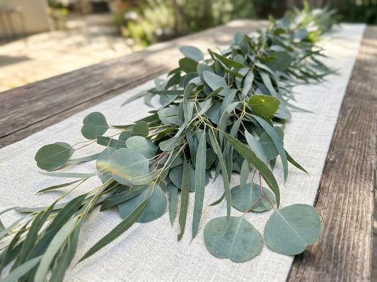 Fresh Feather & Silver Dollar Eucalyptus Garland