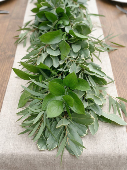 Fresh Variegated Pittosporum, Feather & Ruscus Garland